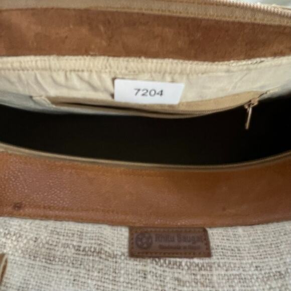 Rhitu Saugat Duffle Bag Medium Size Handmade In Nepal Brown Tweed Canvas Tote - Picture 10 of 13